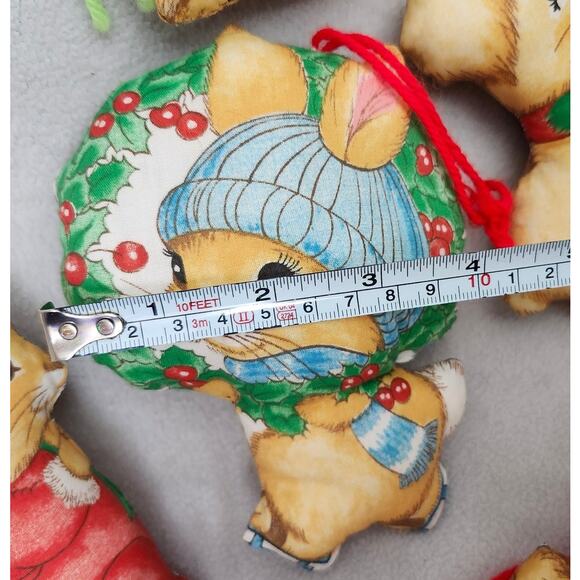 Lot 8 Vintage Fabric Stuffy Ornaments Mouse Mice Candy Cane - Picture 6 of 6